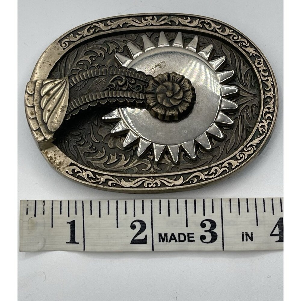 VINTAGE THE CROCKETT BOOT SPUR‎ BRASS BELT BUCKLE Western Cowboy